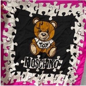 Moschino Bear Puzzle Scarf - Black, White, Pink